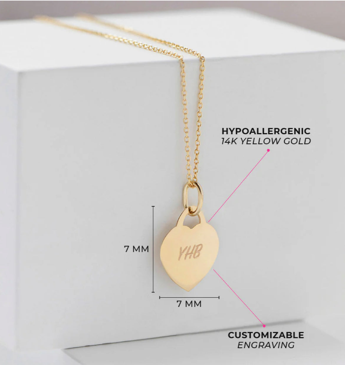 14k Heart Tag ID Children's Necklace 16"