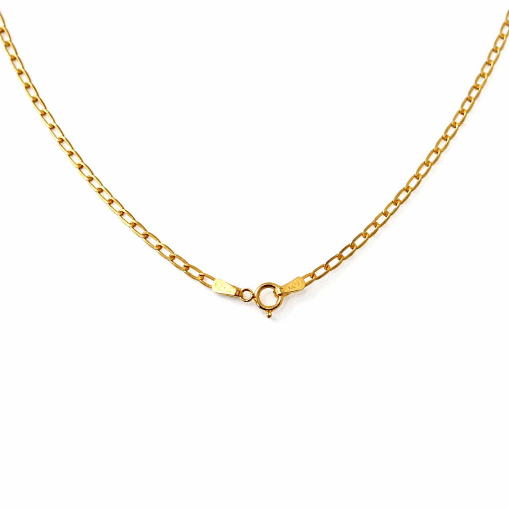 10k Gold 2mm Flat Curb Chain + charm 18"