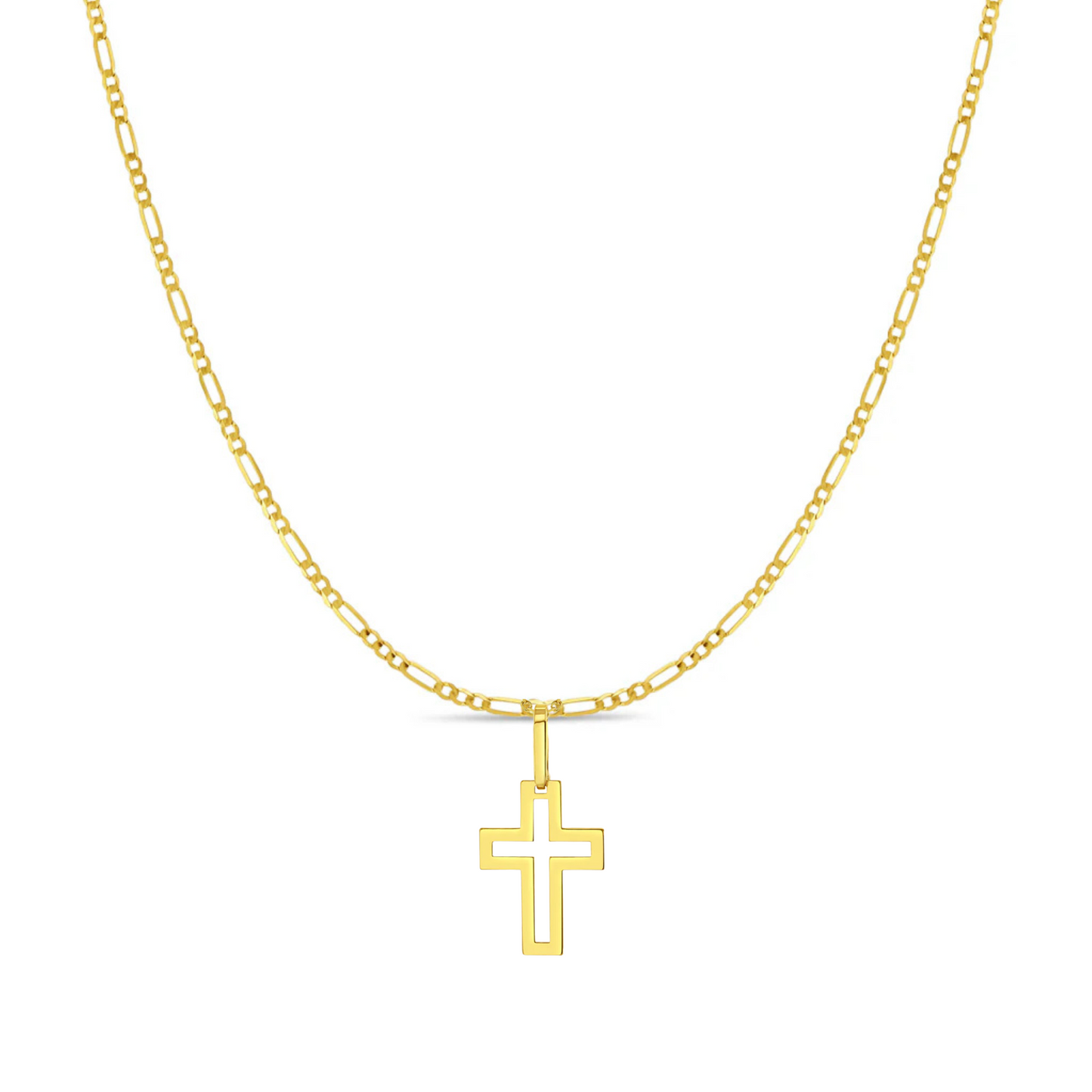 14k Gold Figaro Baby / Toddler / Kids Cruce Pendant/Necklace 16"