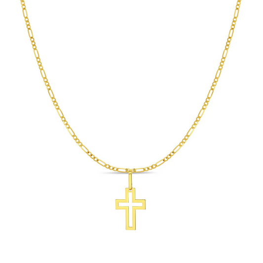 14k Gold Figaro Baby / Toddler / Kids Cruce Pendant/Necklace 16"
