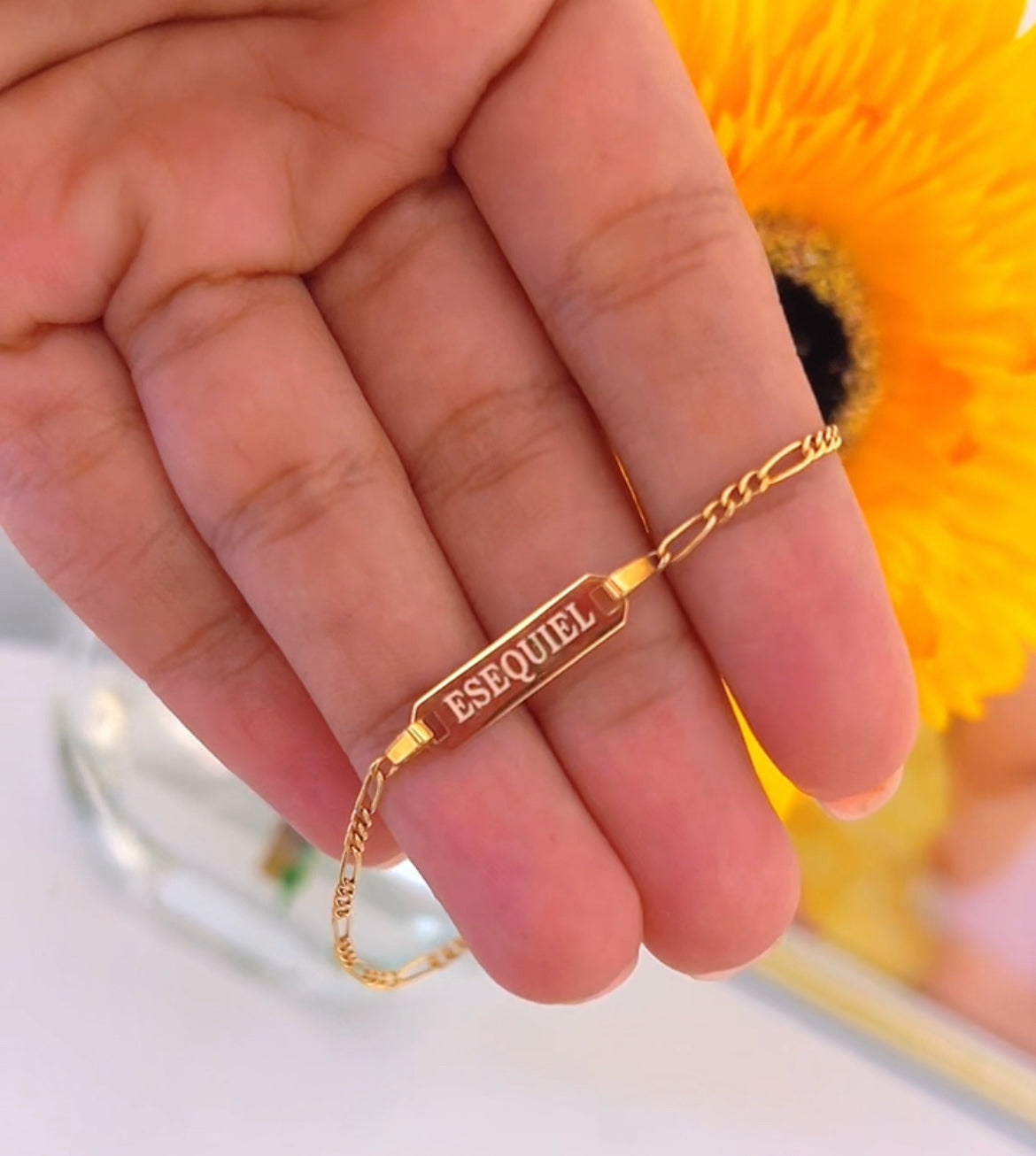 14k Classic Figaro Identification Baby Bracelet 4.5" to 5.5"