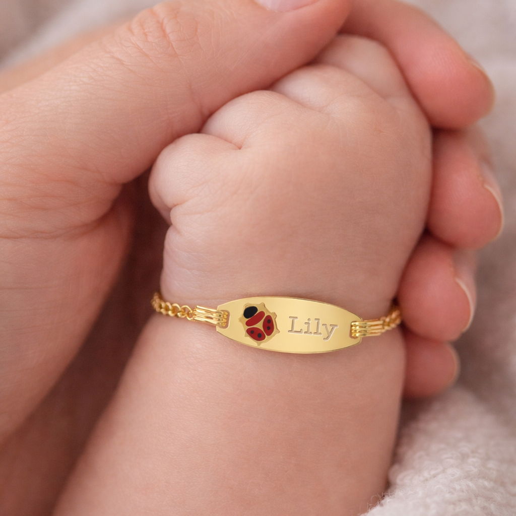 14k Ladybug Enamel ID Bracelet