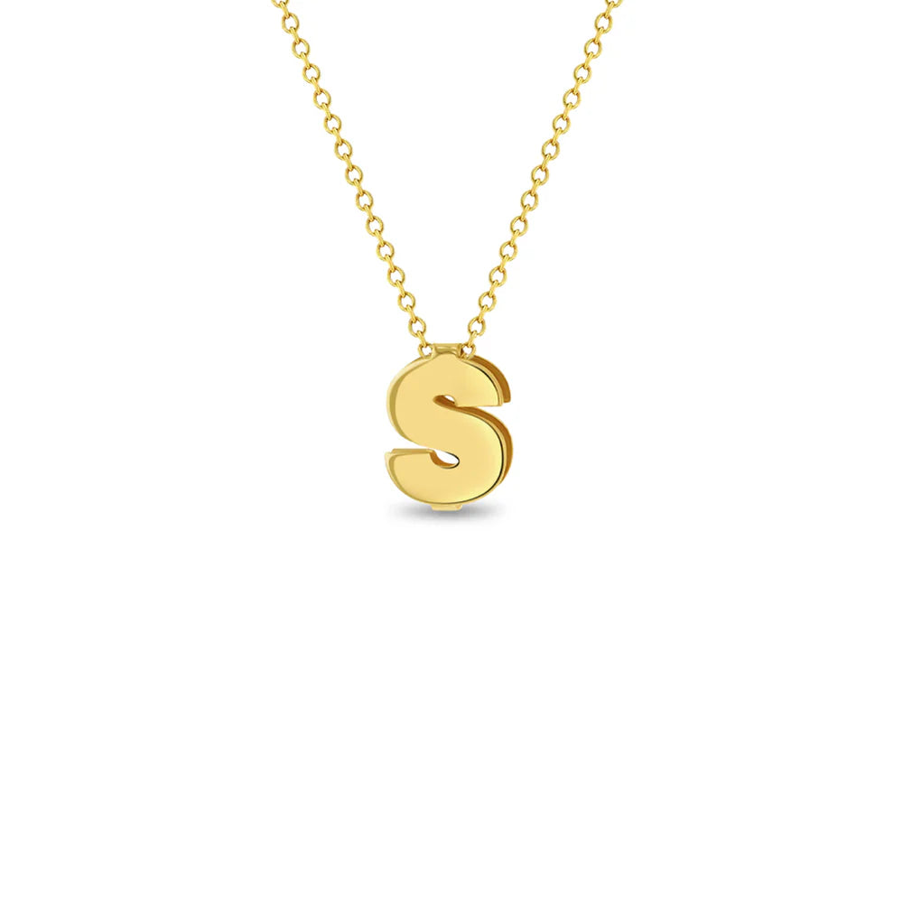 14k Initial Letter Charm Girls Necklace