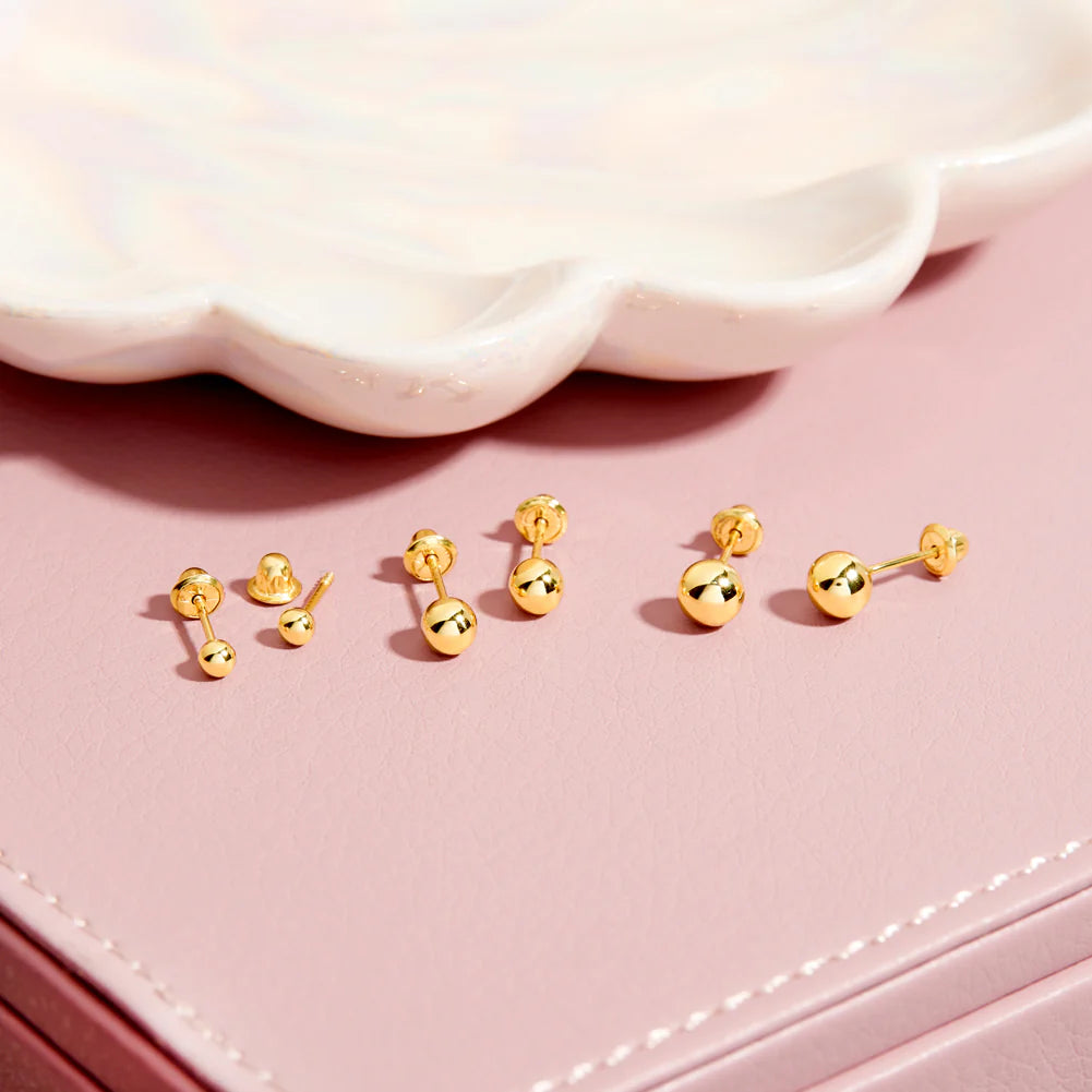 14k Classic Ball Toddler Earrings