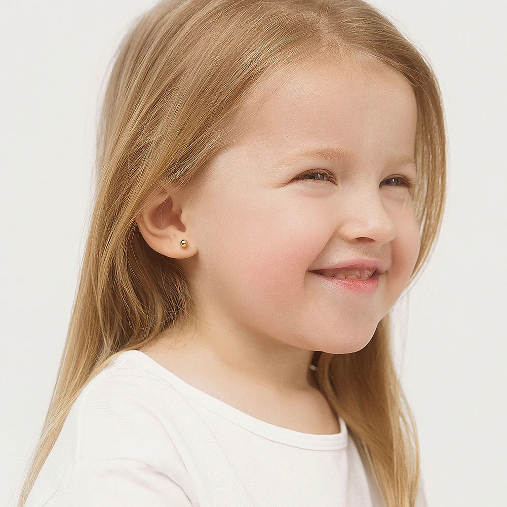 14k Classic Ball Toddler Earrings
