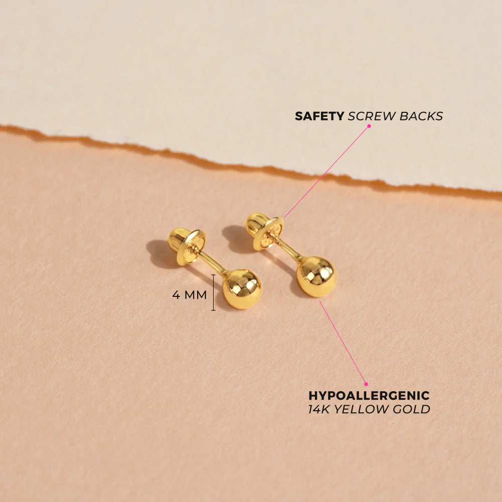 14k Classic Ball Toddler Earrings