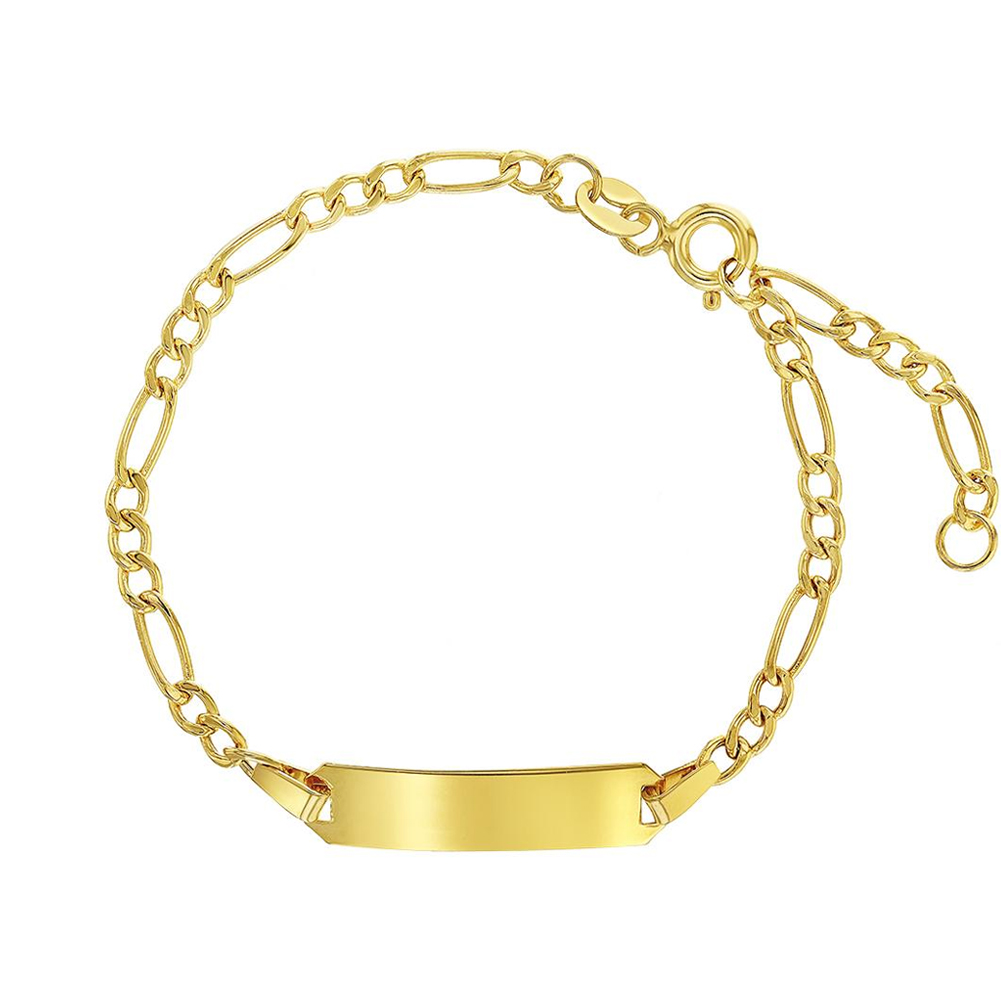 14k Classic Figaro Identification Baby Bracelet 4.5" to 5.5"
