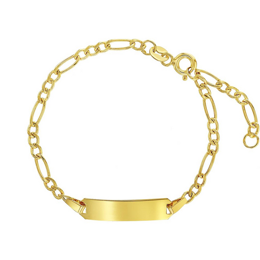 14k Classic Figaro Identification Baby Bracelet 4.5" to 5.5"