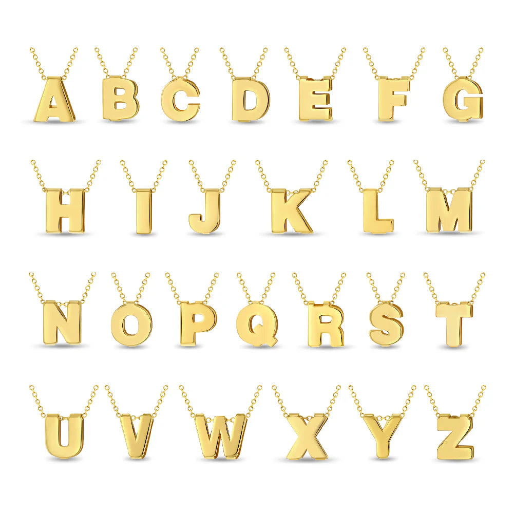 14k Initial Letter Charm Girls Necklace