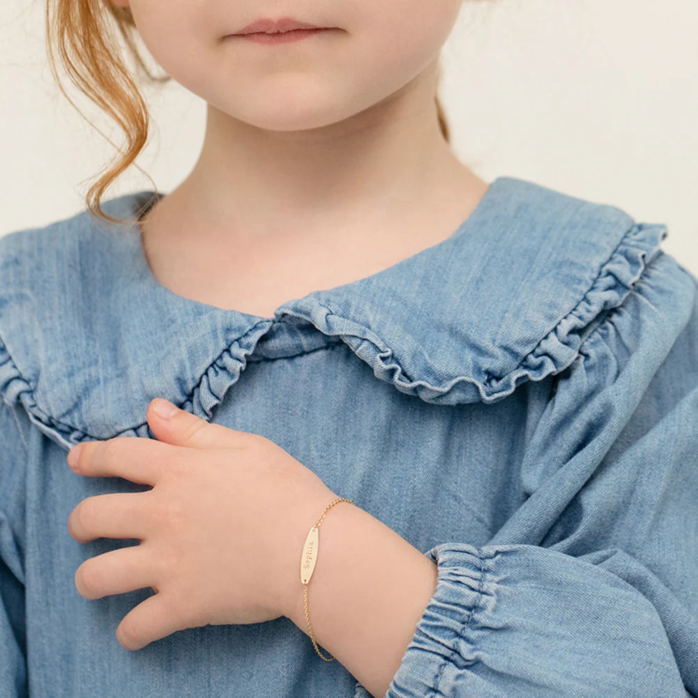 14k Classic Engravable Tag ID Baby Bracelet 5.5" to 6"