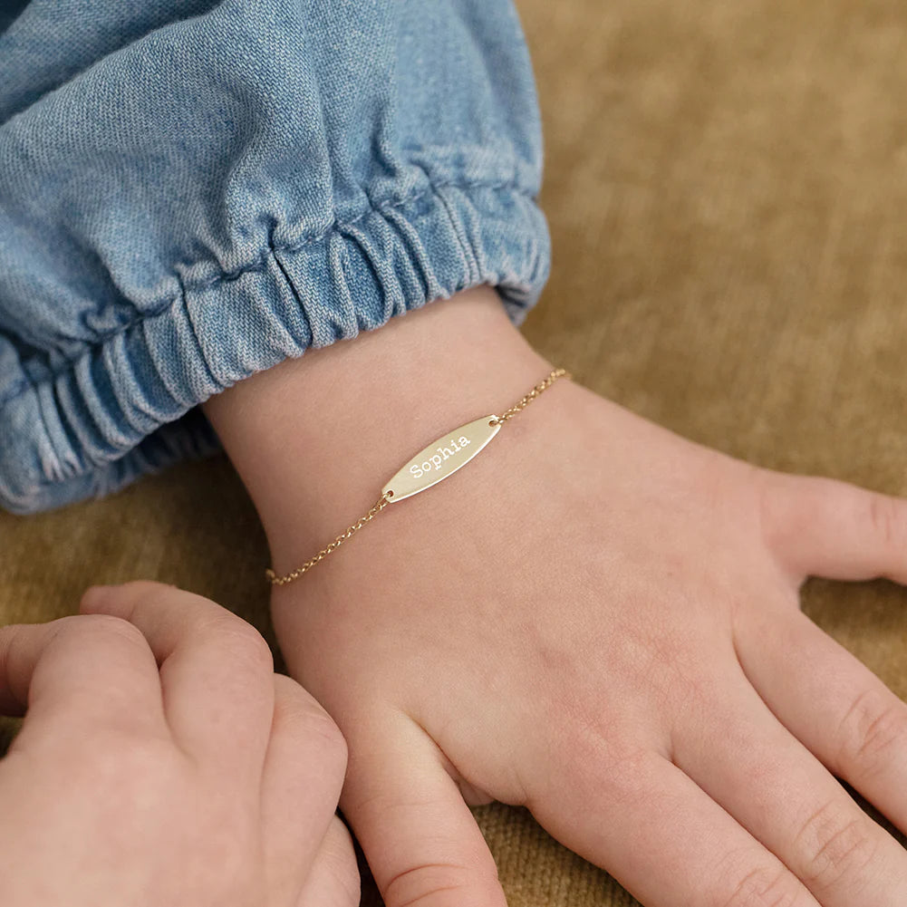 14k Classic Engravable Tag ID Baby Bracelet 5.5" to 6"