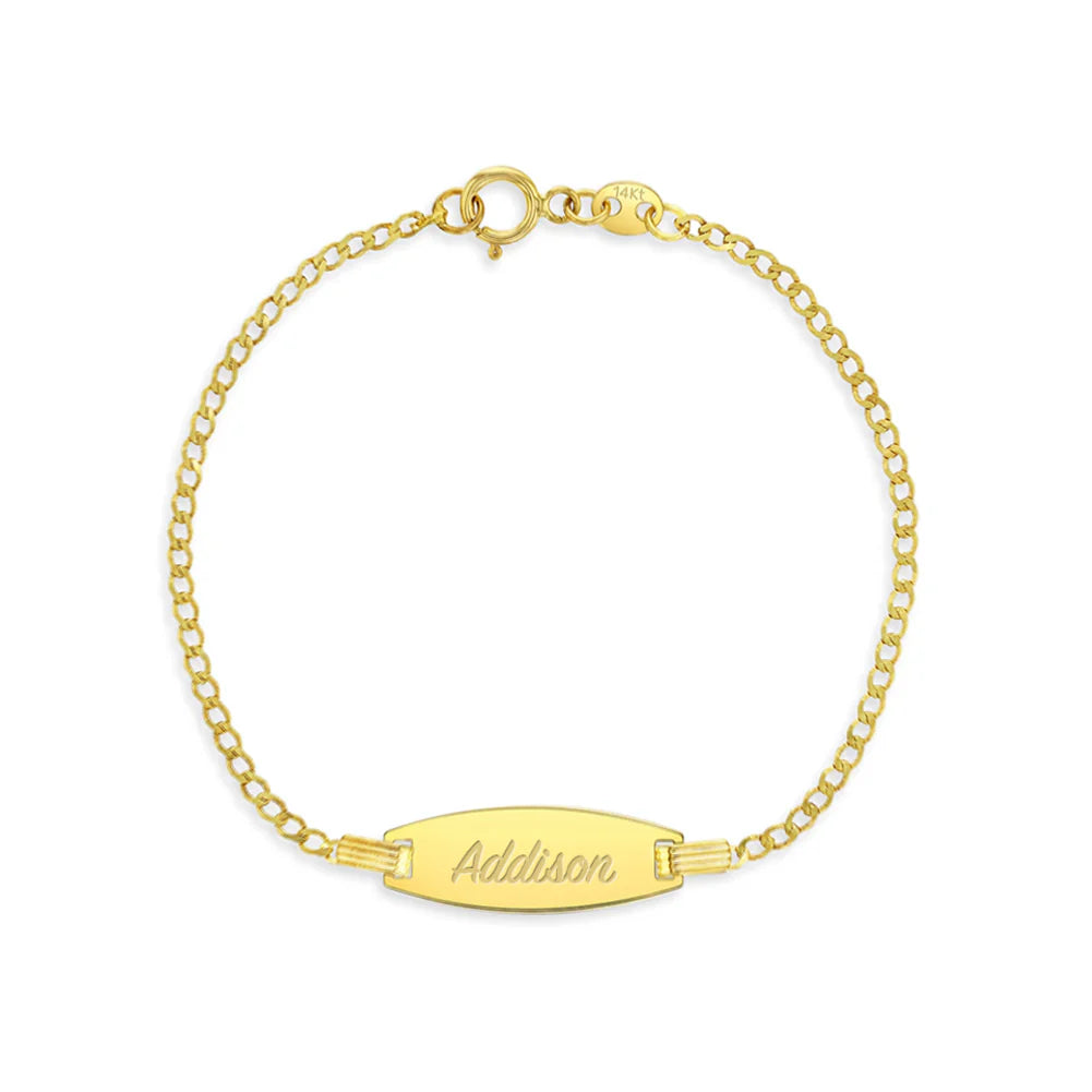14k Oval Cuban Link Girls Bracelet 5.5"