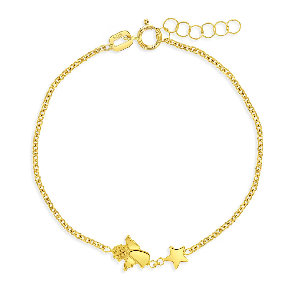 14k Polished Angel Chain Link Girls Bracelet 5" to 6"