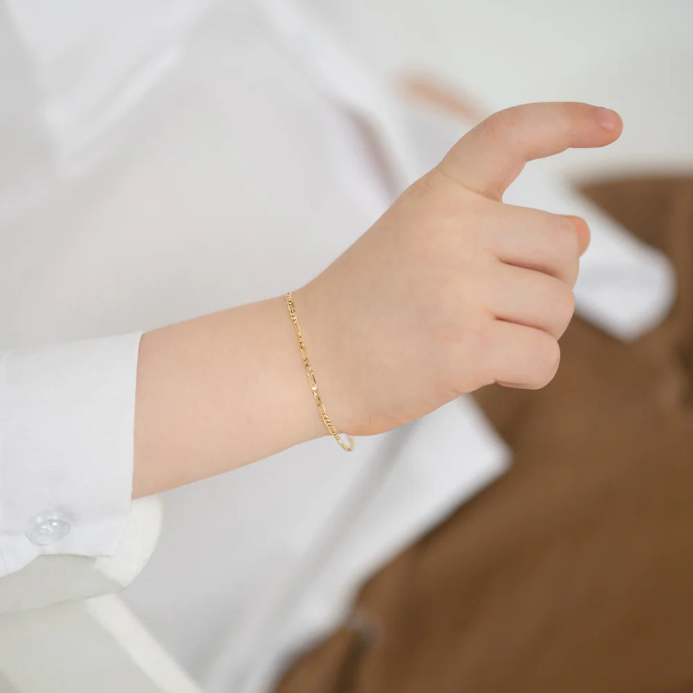 14k Figaro Chain Link Boy's Bracelet