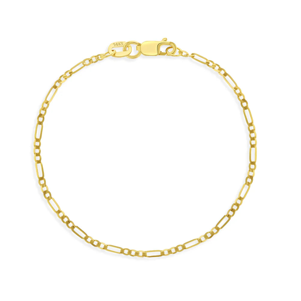14k Figaro Chain Link Boy's Bracelet