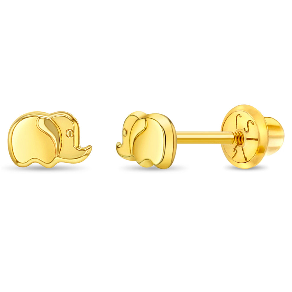 14k Playful Elephant Baby Earrings