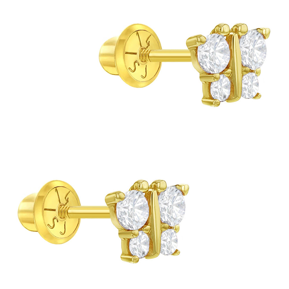 14k Sparkly Butterfly Toddler Earrings