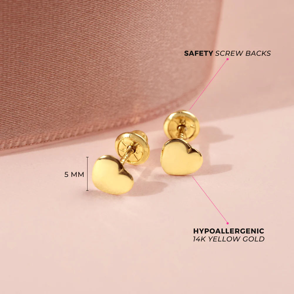 14k Polished Heart Children's Earrings
