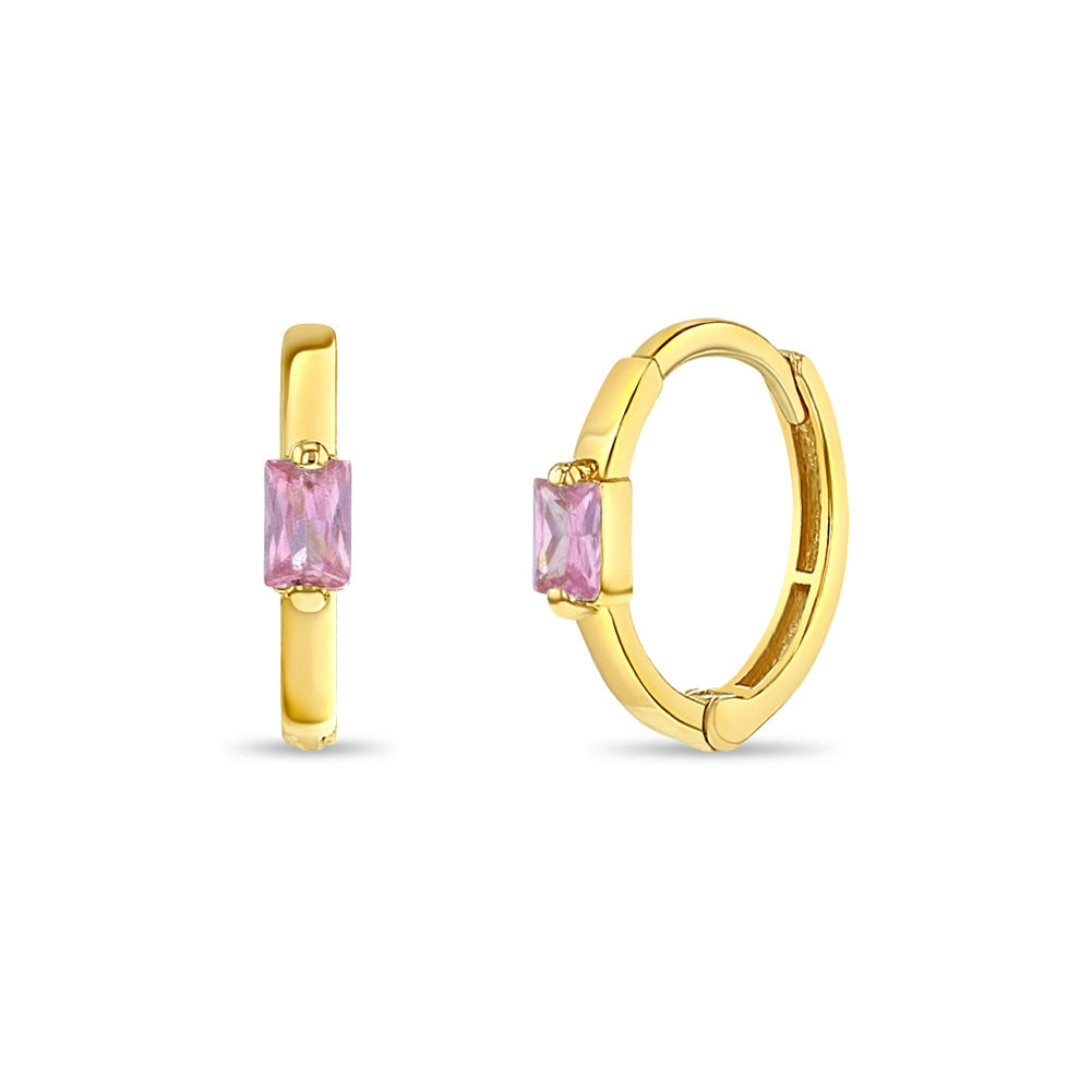 14k Baguette Hoop Earrings