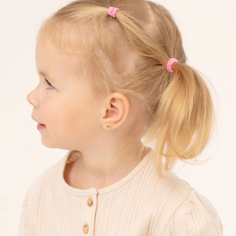 14k Puffed Star Toddler Girl Earrings