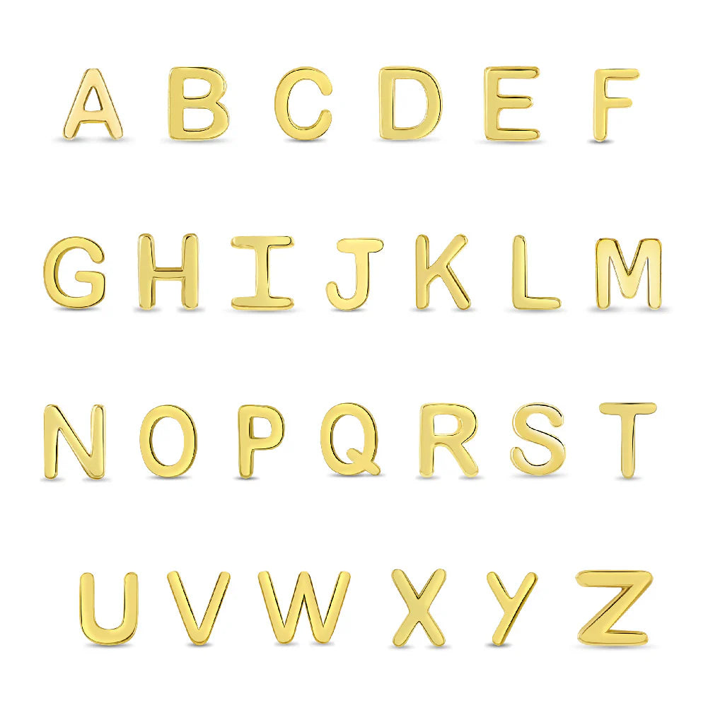 14k Itsy Bitsy Initial Letter Girl Earrings