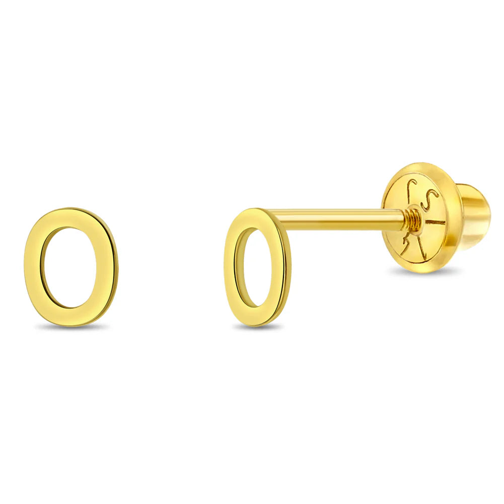 14k Itsy Bitsy Initial Letter Girl Earrings