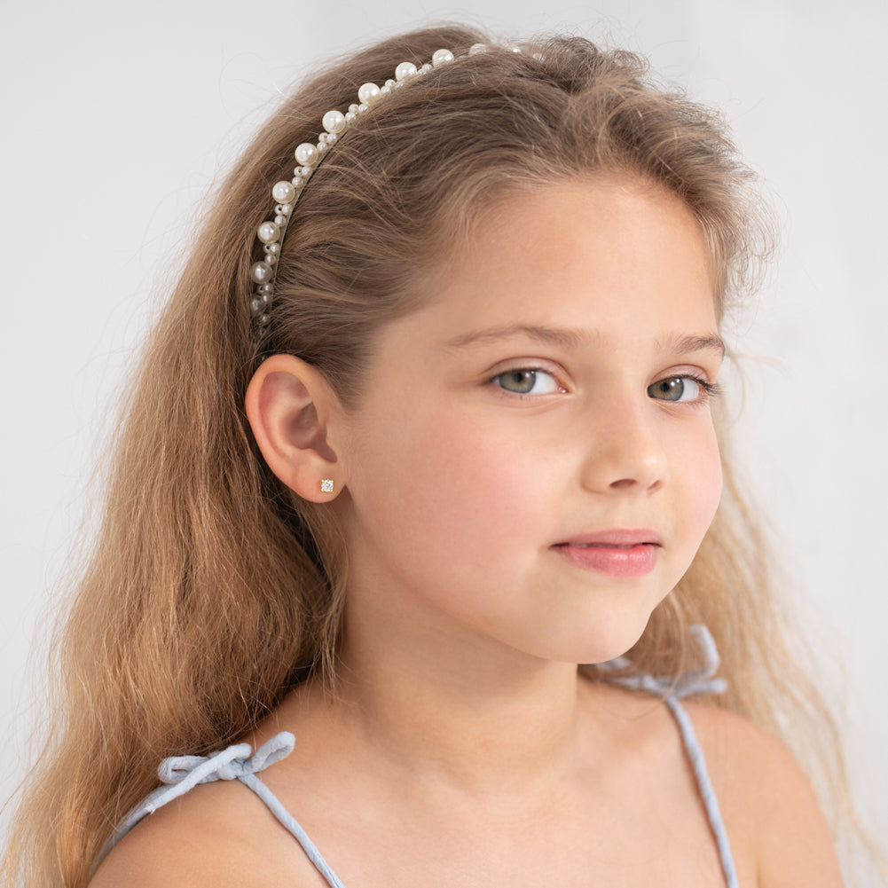 14k 4 Prong CZ Solitaire Toddler Earrings