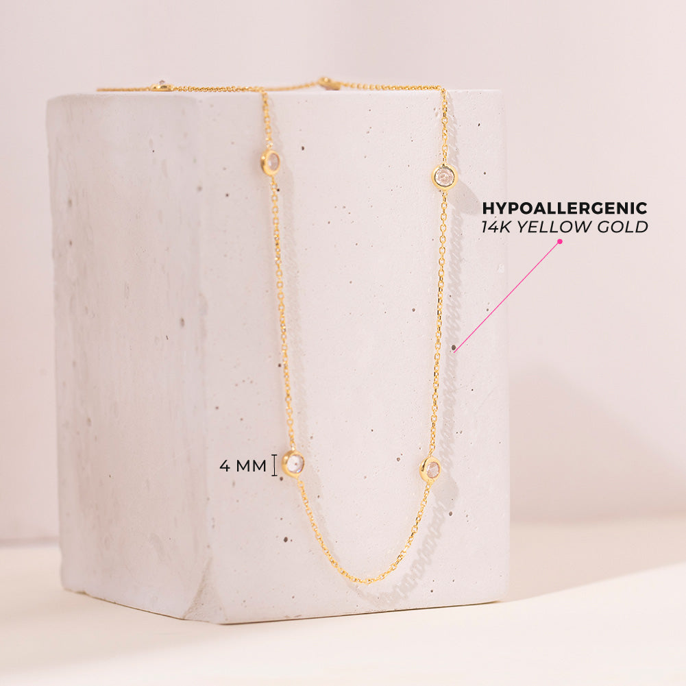 14k Sparkling Station Necklace 16" to 17"