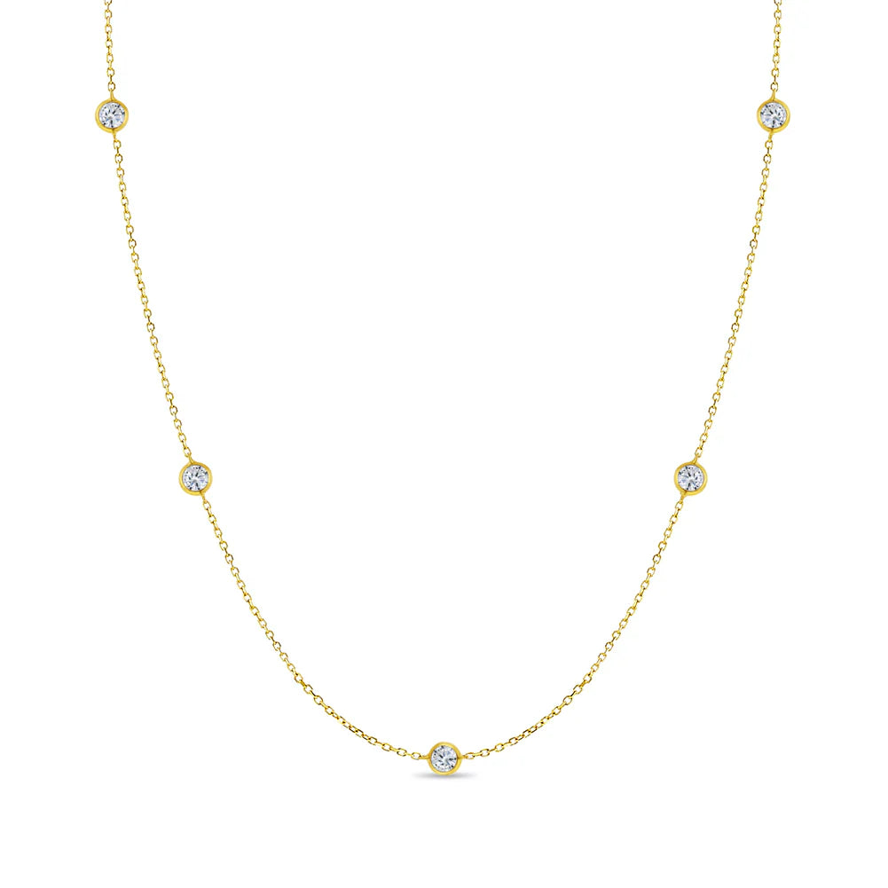14k Sparkling Station Necklace 16" to 17"
