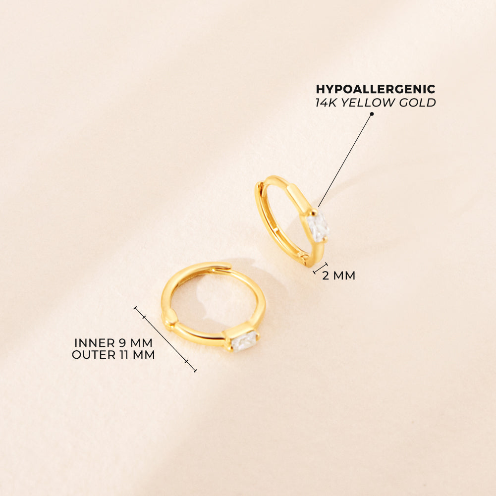 14k Baguette Hoop Earrings