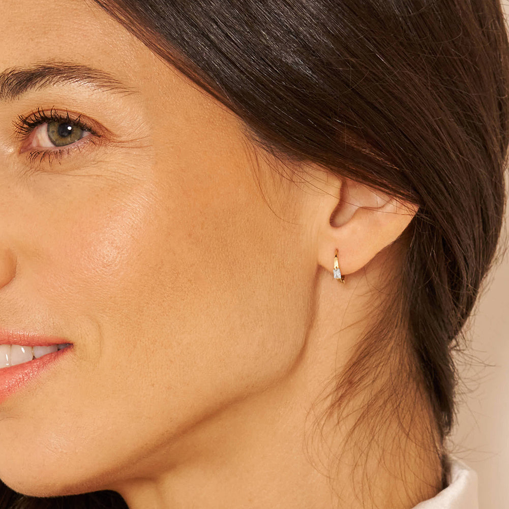 14k Baguette Hoop Earrings