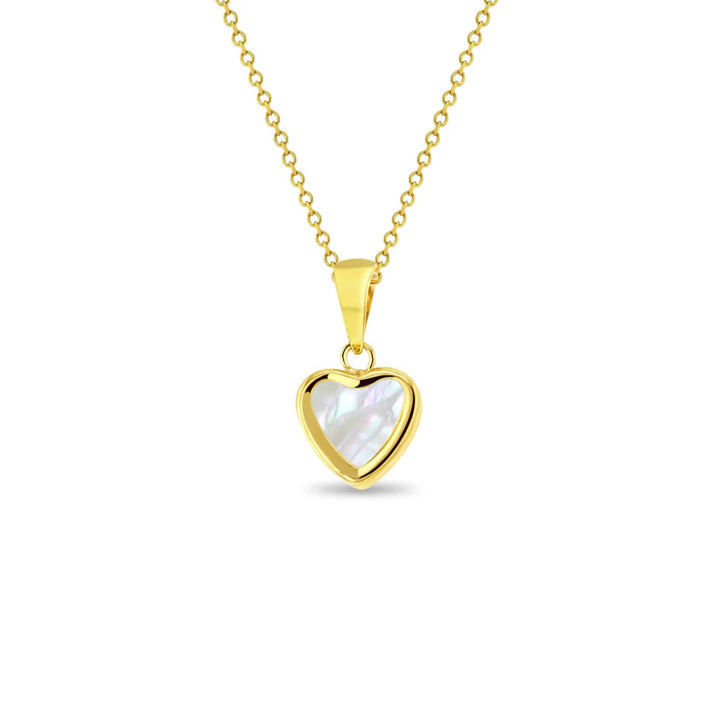 14k Mother of Pearl Heart Women's Necklace 16" to 18"