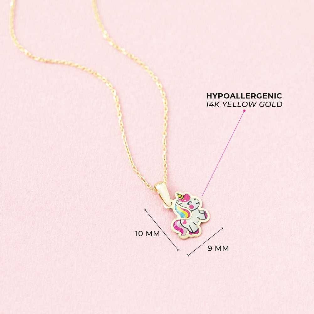 14k Joyful Unicorn Children's Pendant Necklace, Size 16"