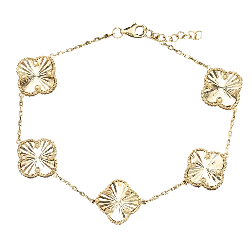 10k Yellow Gold Flowers Women's Bracelet 6.5g