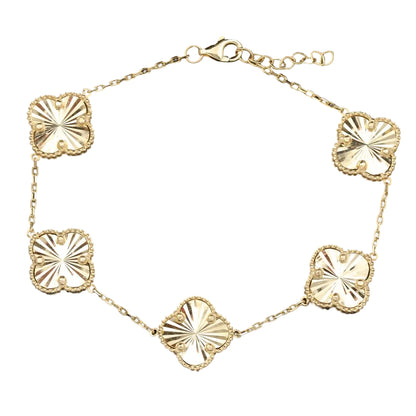 10k Yellow Gold Flowers Women's Bracelet 6.5g