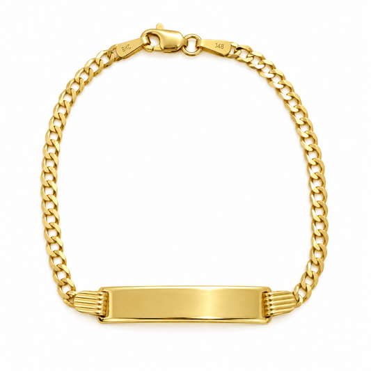 14k Tag ID Shiny Cut Baby Bracelet 6"