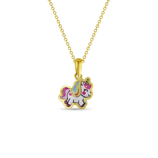14k Joyful Unicorn Children's Pendant Necklace, Size 16"