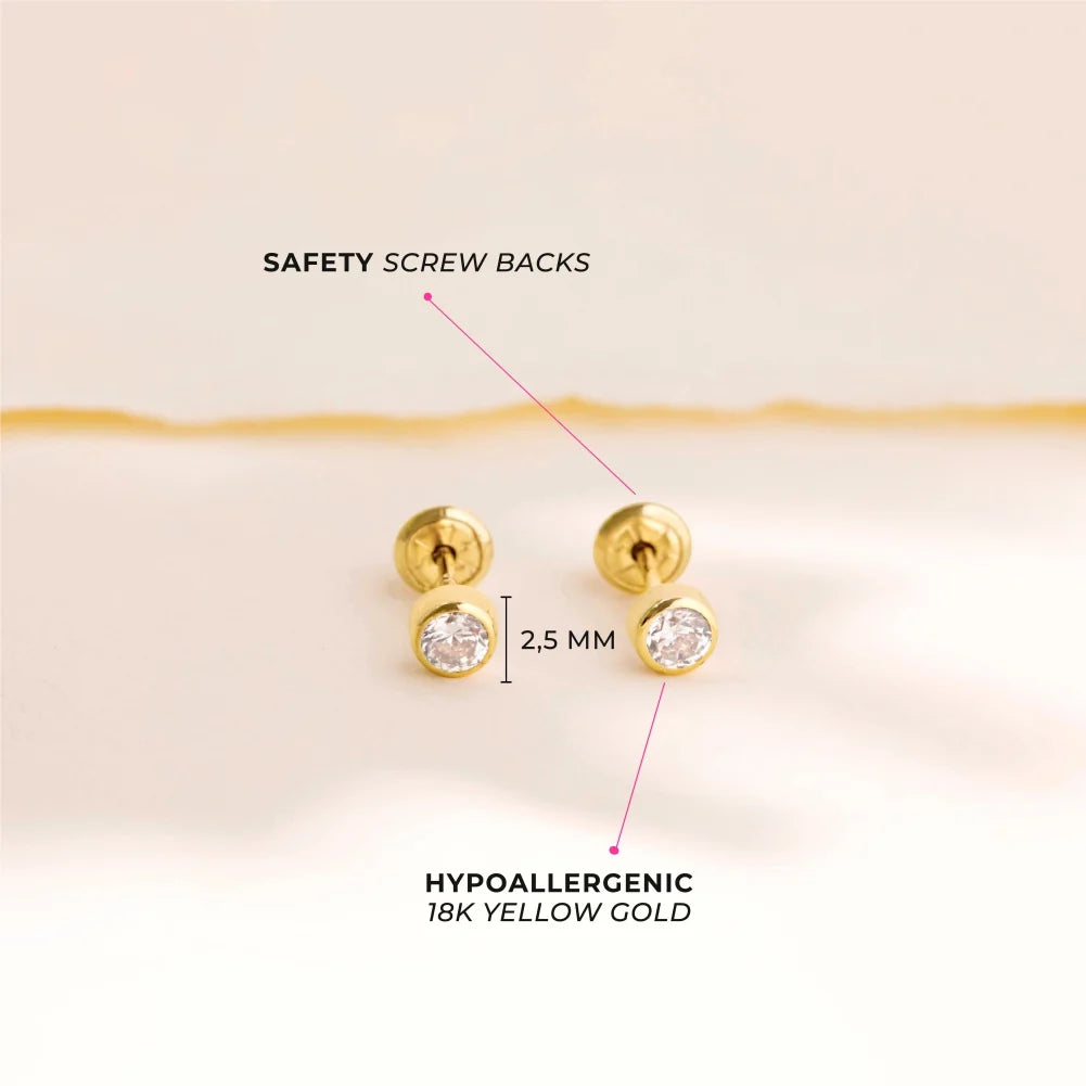 18k gold Bezel Set Diamond Girl Earrings