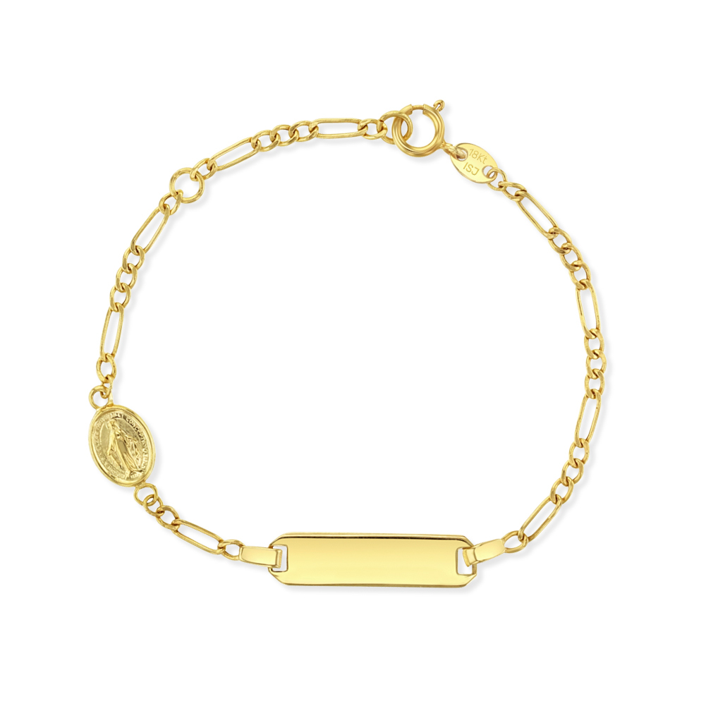 18k gold Virgin Mary Tag ID Bracelet