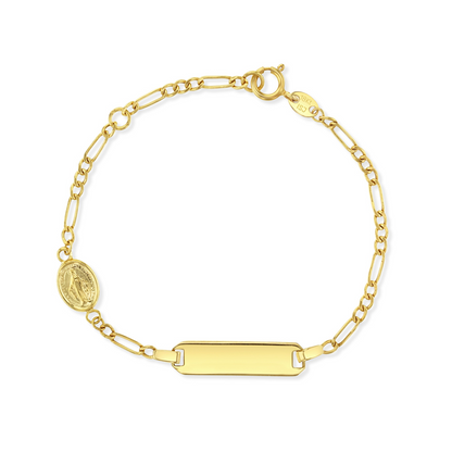 18k gold Virgin Mary Tag ID Bracelet
