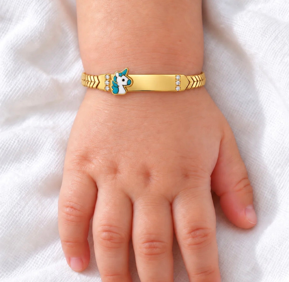 14k Semi-Solid Chevron Unicorn Bracelet 5.5