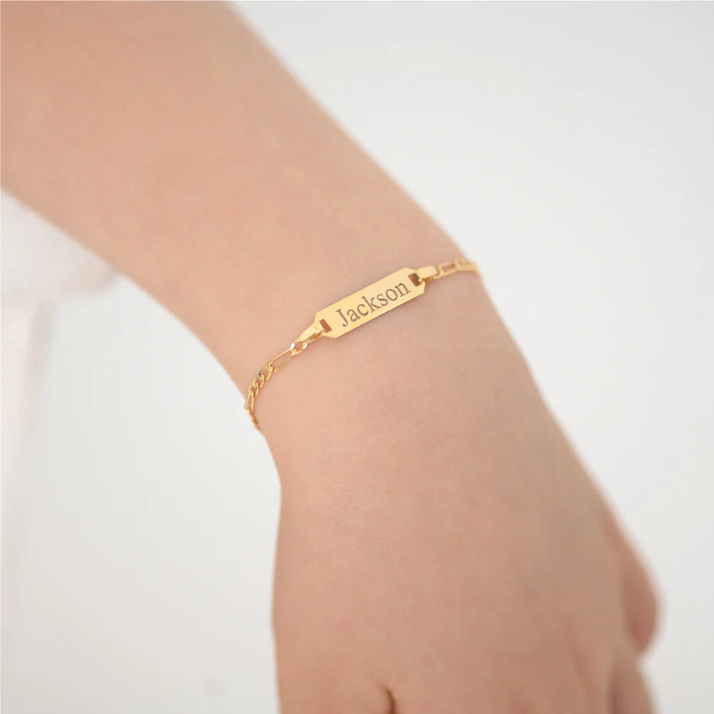 18k gold Classic Figaro Identification Baby Boy's Bracelet