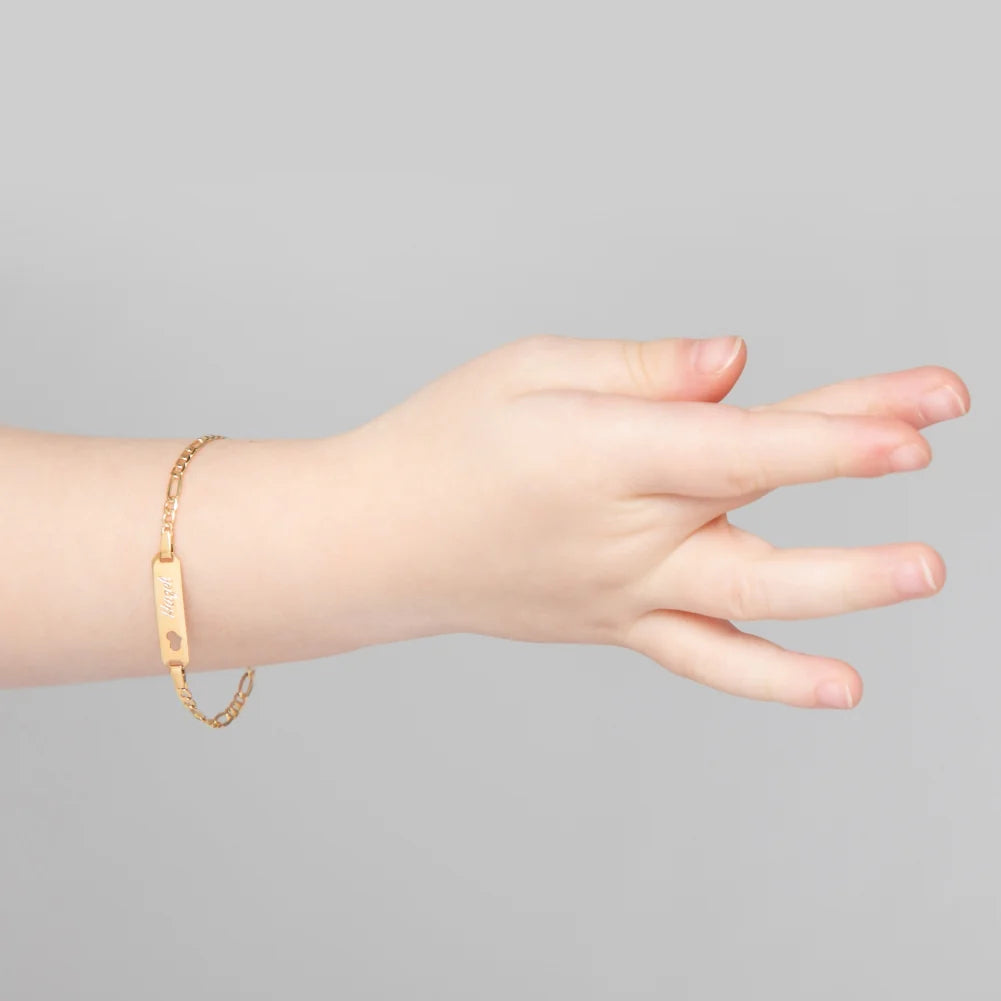18k gold Heart Cutout Tag ID Baby Bracelet