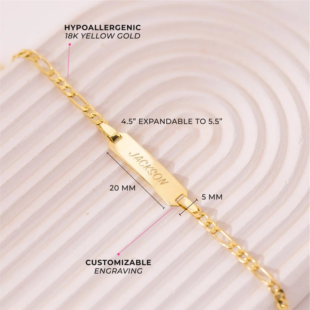 18k gold Classic Figaro Identification Baby Boy's Bracelet