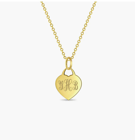 14k Heart Tag ID Children's Necklace