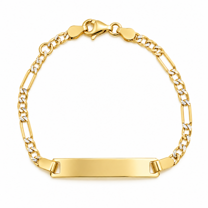 14k Classic Figaro Identification Baby Bracelet 5" to 5.5"(charm no included)