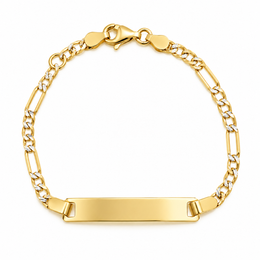 14k Classic Figaro Identification Baby Bracelet 5" to 5.5"(charm no included)