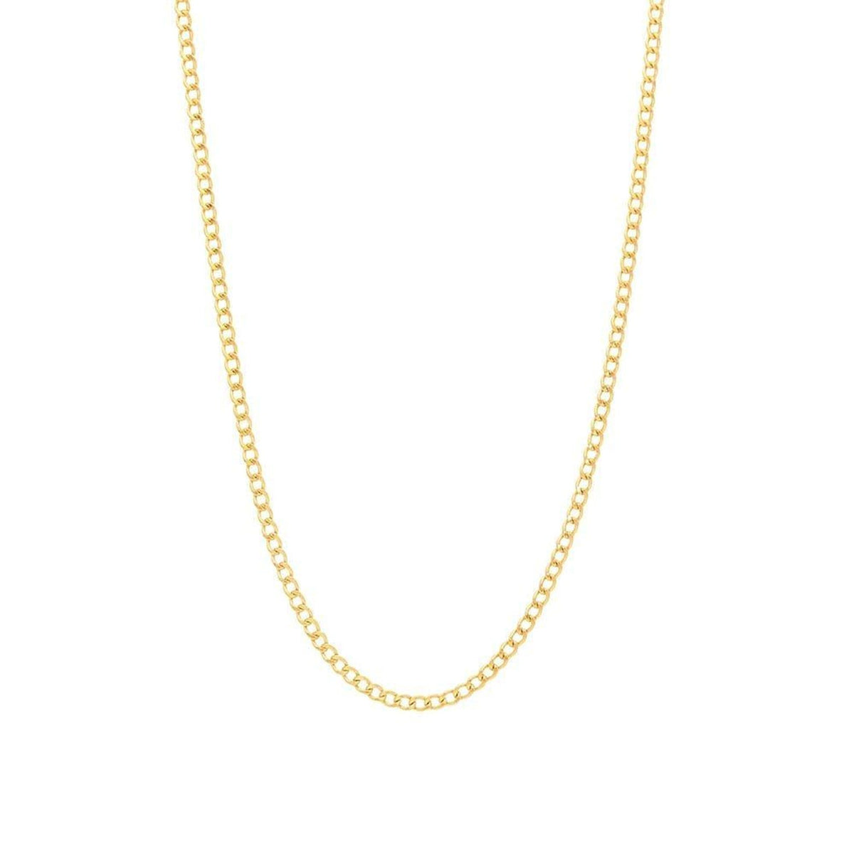 Solid Flat Curb Chain 14K Gold – 16" | 2mm