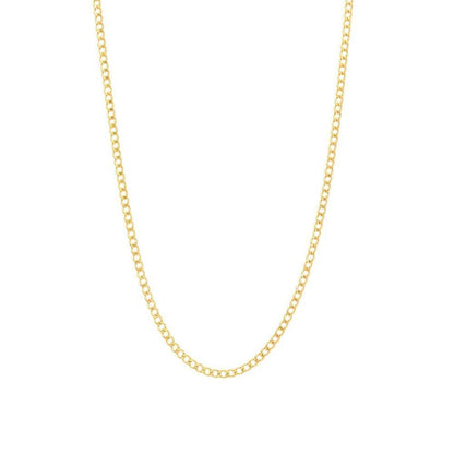 Solid Flat Curb Chain 14K Gold – 16" | 2mm