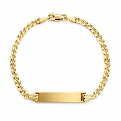 Brazalete infantil de 10k de oro brillante con placa de identificación, 15.24 cm